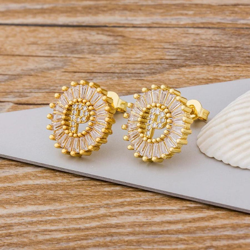 Personalisierte A-Z Buchstaben Initialen Strass Ohrringe