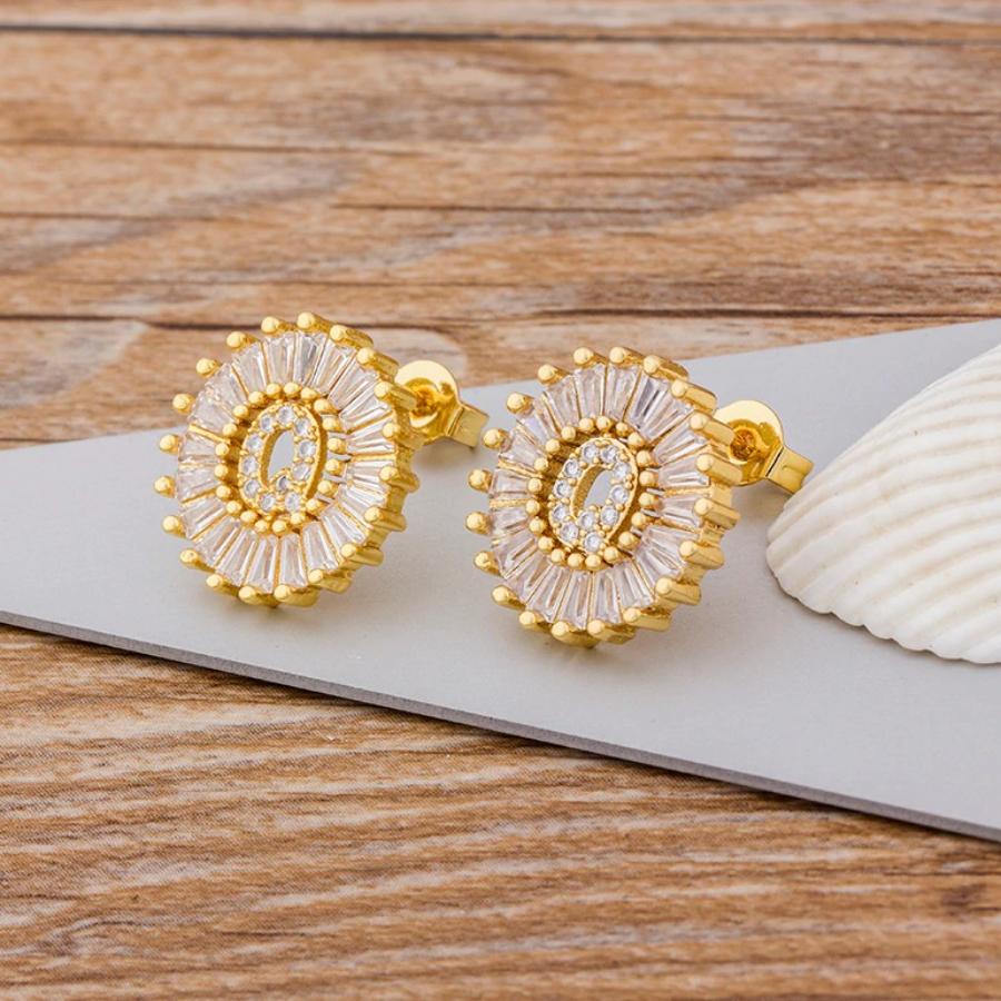 Personalisierte A-Z Buchstaben Initialen Strass Ohrringe