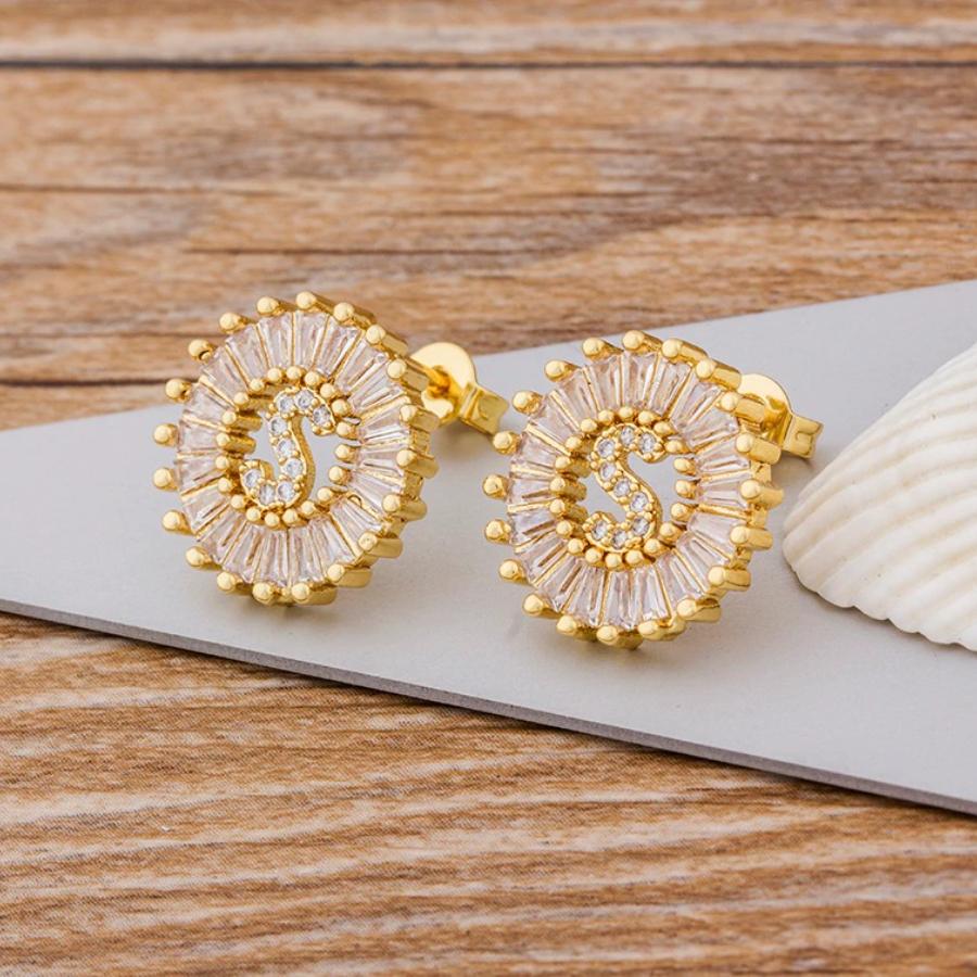 Personalisierte A-Z Buchstaben Initialen Strass Ohrringe