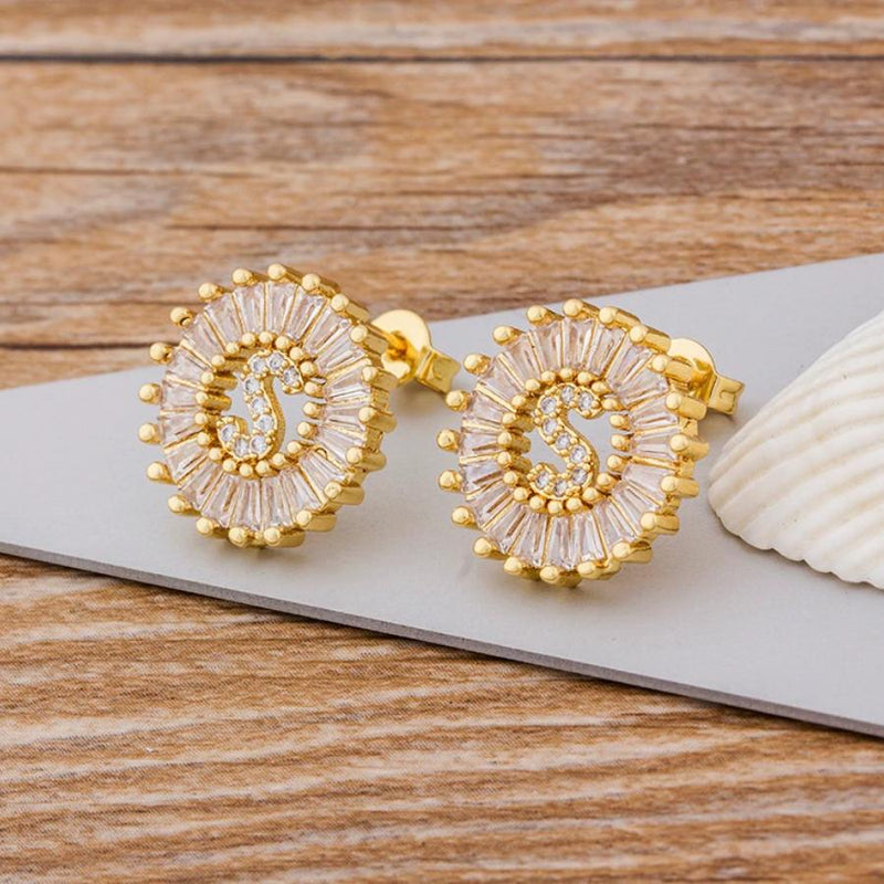 Personalisierte A-Z Buchstaben Initialen Strass Ohrringe