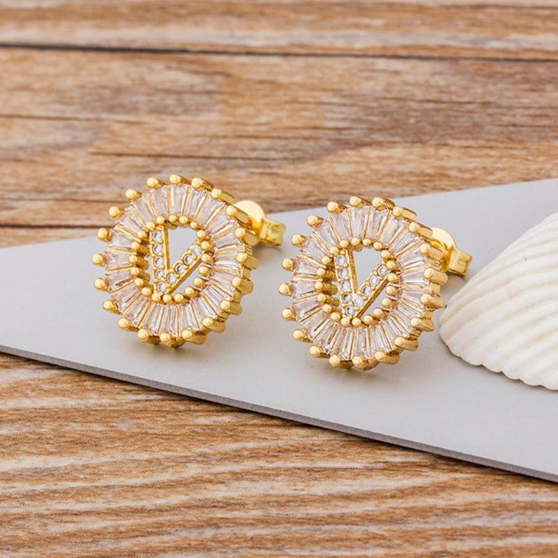 Personalisierte A-Z Buchstaben Initialen Strass Ohrringe