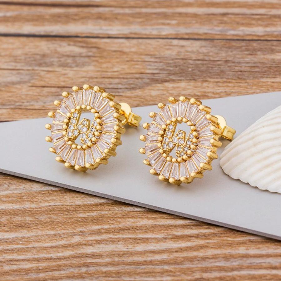 Personalisierte A-Z Buchstaben Initialen Strass Ohrringe