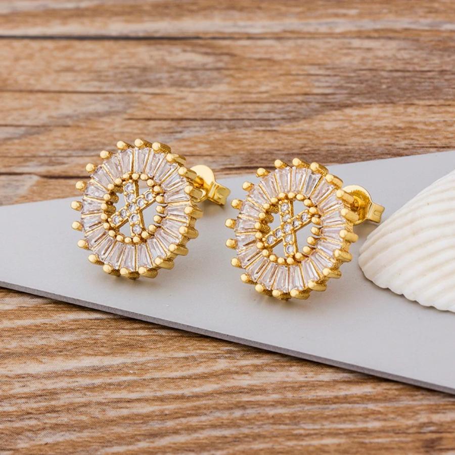 Personalisierte A-Z Buchstaben Initialen Strass Ohrringe