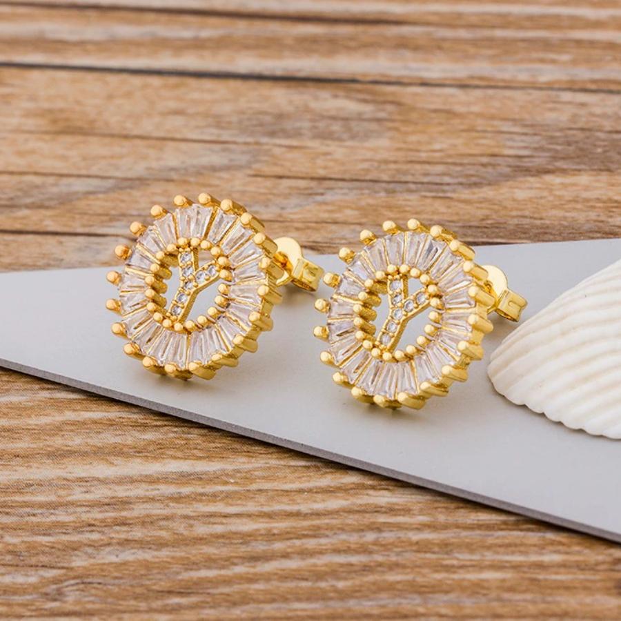 Personalisierte A-Z Buchstaben Initialen Strass Ohrringe