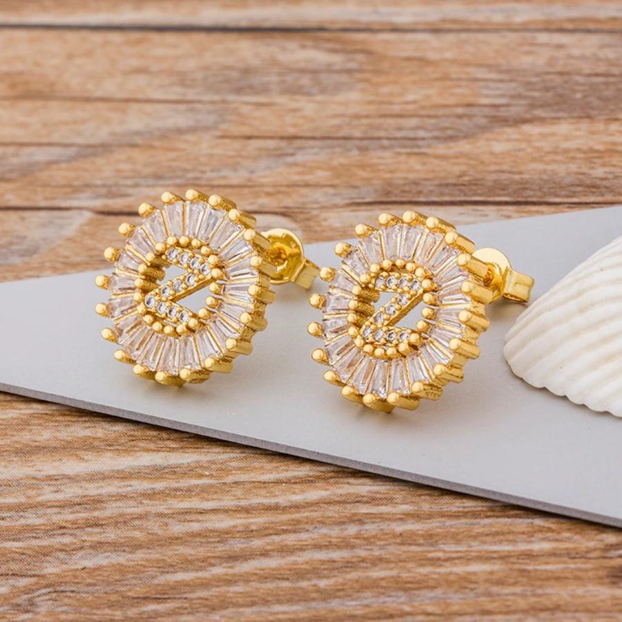 Personalisierte A-Z Buchstaben Initialen Strass Ohrringe