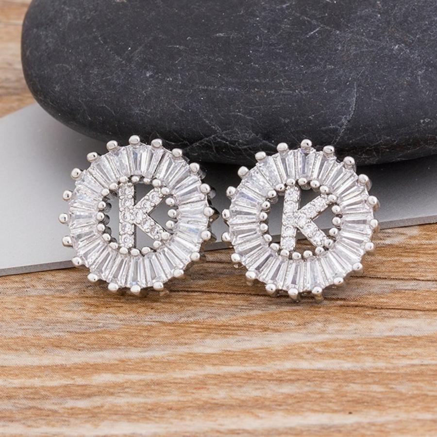 Personalisierte A-Z Buchstaben Initialen Strass Ohrringe