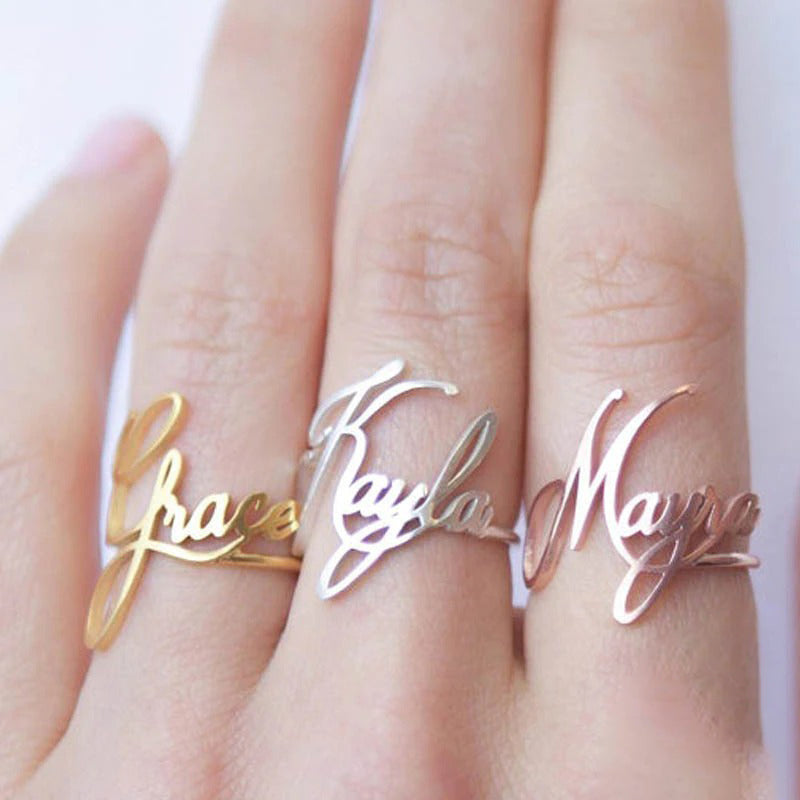 Personalisierte modische Namensringe aus Edelstahl