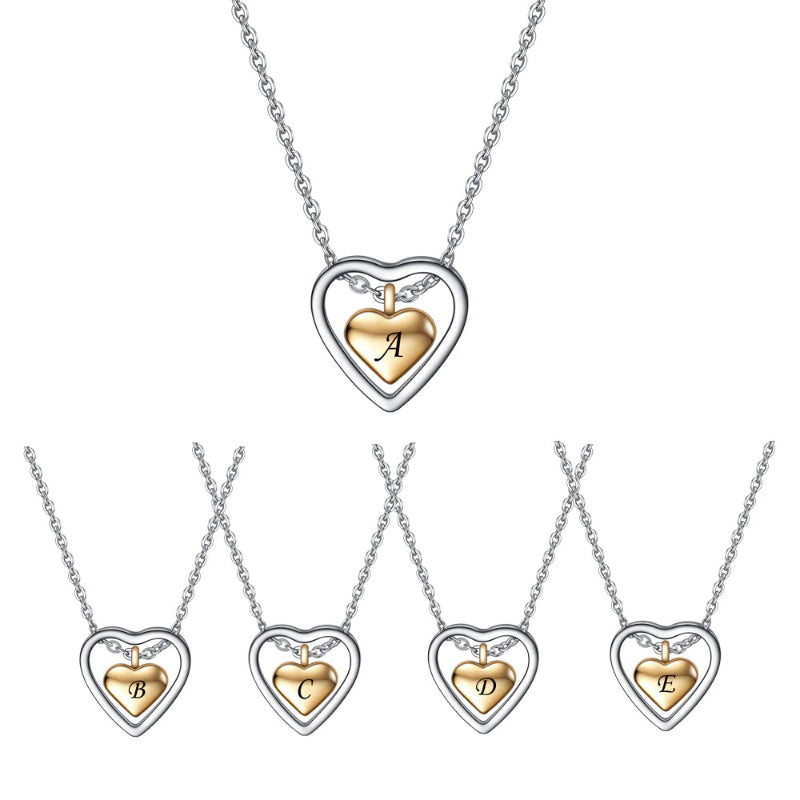 Personalisierte Halsketten mit Herzanhänger und Anfangsbuchstaben A-Z