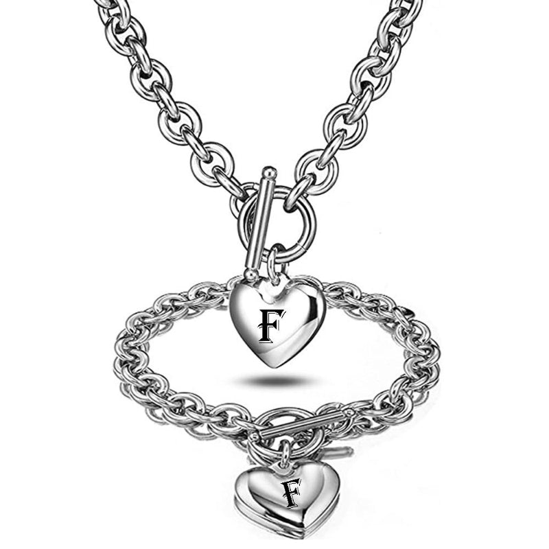 Personalisierte Schmucksets mit Halskette und Armband mit Anfangsbuchstaben „Love Heart“