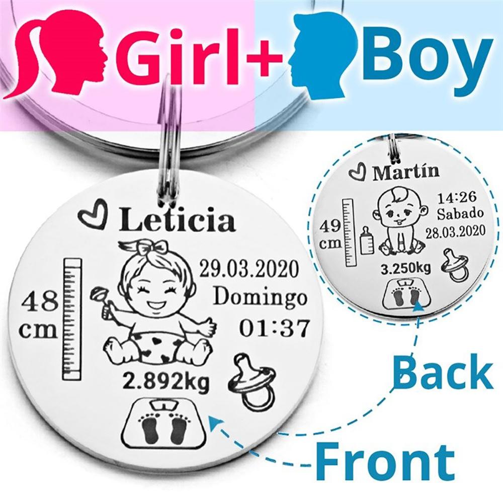 Personalisierter Name Baby Geburtsstatistik Schlüsselanhänger