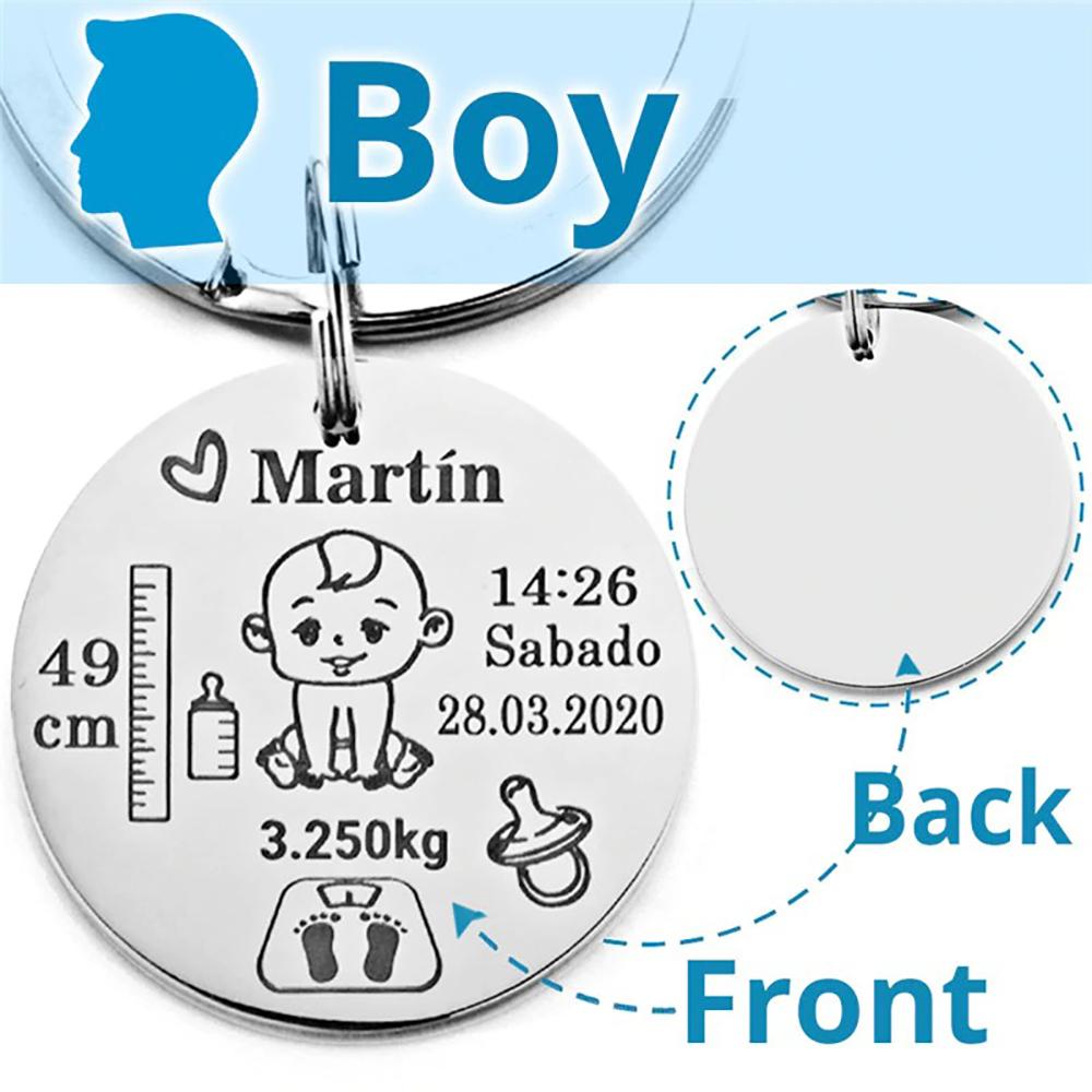 Personalisierter Name Baby Geburtsstatistik Schlüsselanhänger