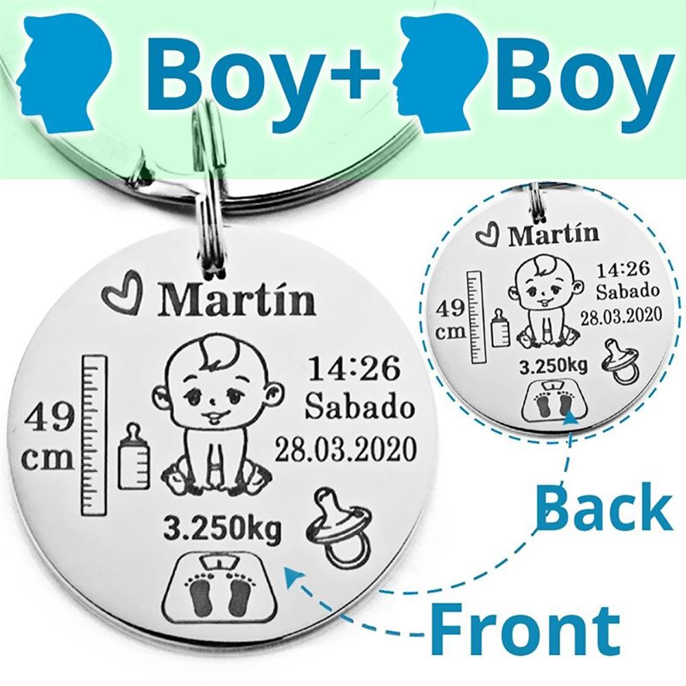 Personalisierter Name Baby Geburtsstatistik Schlüsselanhänger
