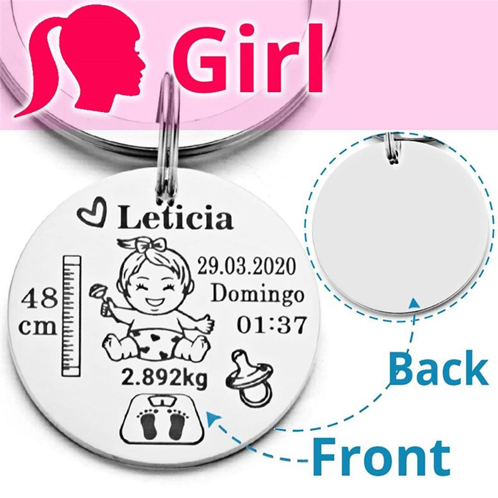 Personalisierter Name Baby Geburtsstatistik Schlüsselanhänger