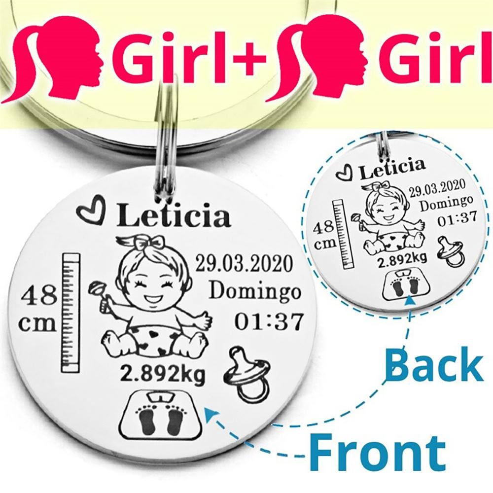 Personalisierter Name Baby Geburtsstatistik Schlüsselanhänger
