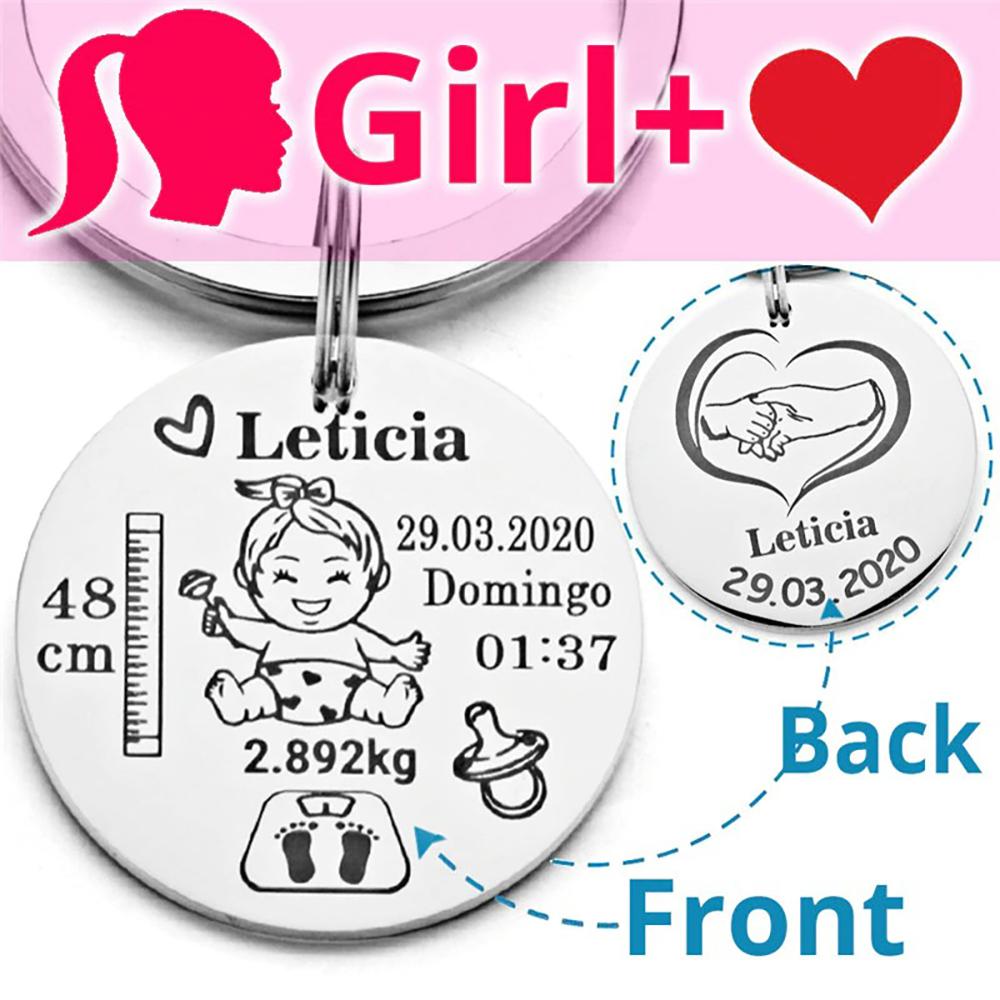 Personalisierter Name Baby Geburtsstatistik Schlüsselanhänger