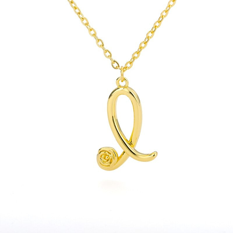 Personalisierte Halsketten mit Anhänger im Rosenblütenstil mit Anfangsbuchstaben A-Z