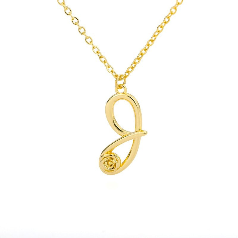 Personalisierte Halsketten mit Anhänger im Rosenblütenstil mit Anfangsbuchstaben A-Z