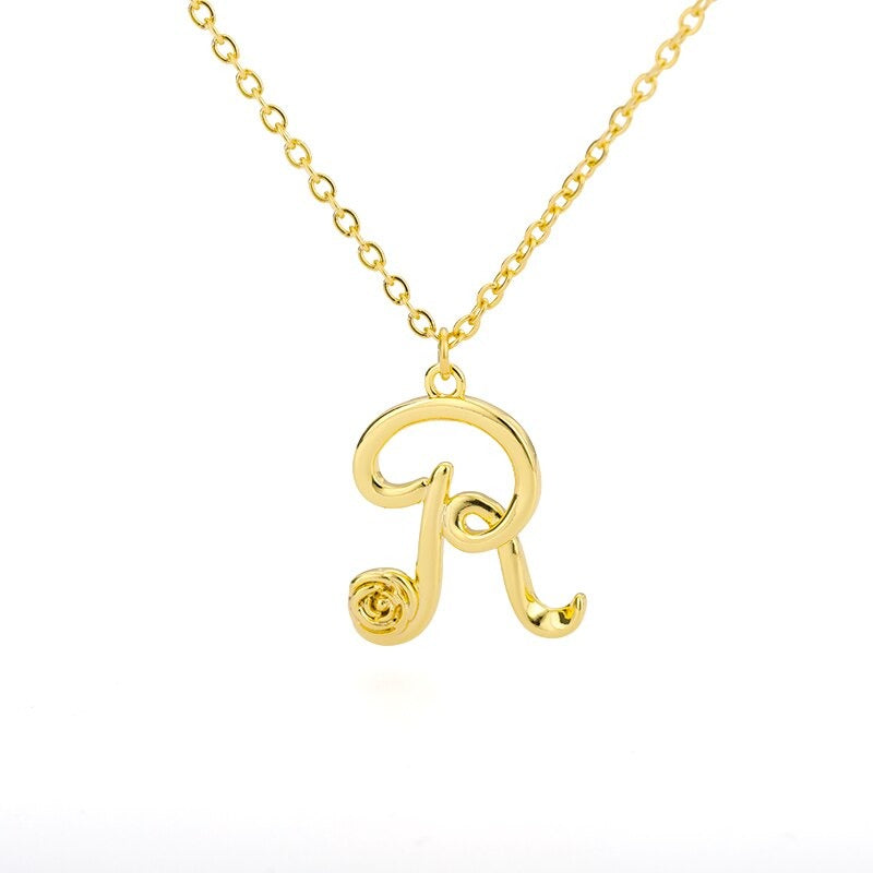 Personalisierte Halsketten mit Anhänger im Rosenblütenstil mit Anfangsbuchstaben A-Z