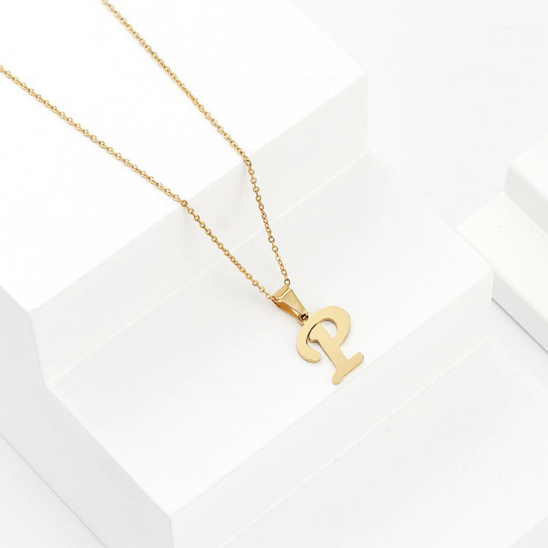 Personalisierte Halsketten mit dickem, kursivem Anfangsbuchstaben-Anhänger