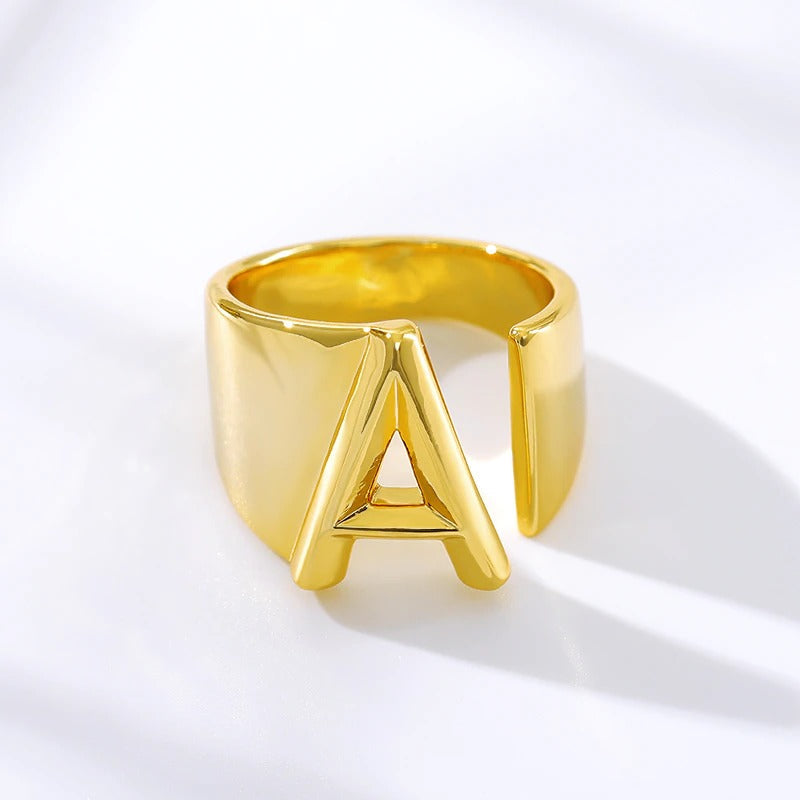 Personalisierte dicke und hohle verstellbare Ringe mit Anfangsbuchstaben A-Z