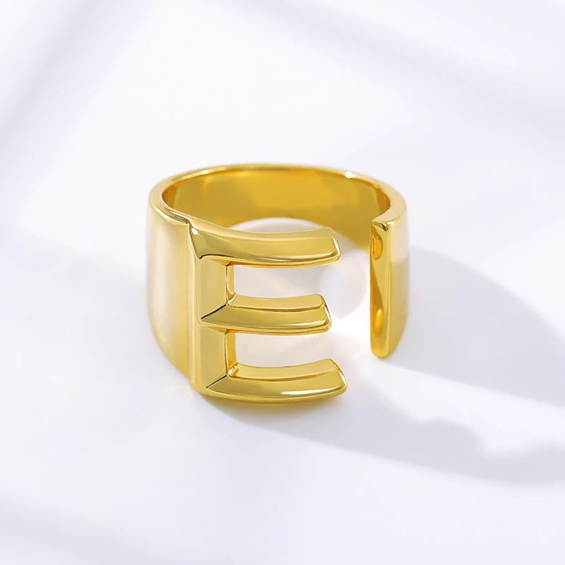 Personalisierte dicke und hohle verstellbare Ringe mit Anfangsbuchstaben A-Z