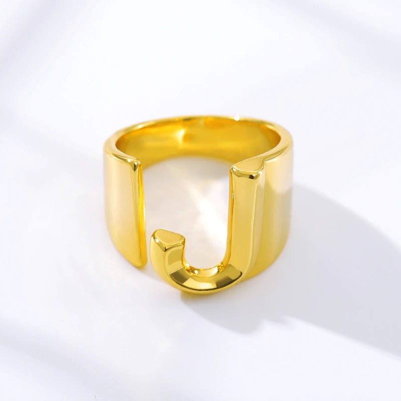 Personalisierte dicke und hohle verstellbare Ringe mit Anfangsbuchstaben A-Z