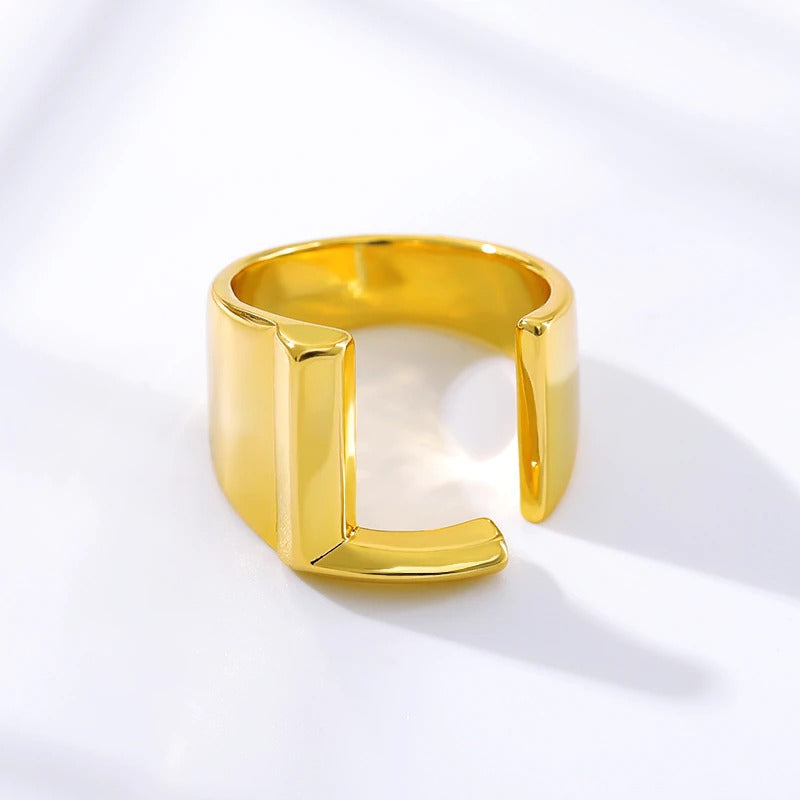 Personalisierte dicke und hohle verstellbare Ringe mit Anfangsbuchstaben A-Z
