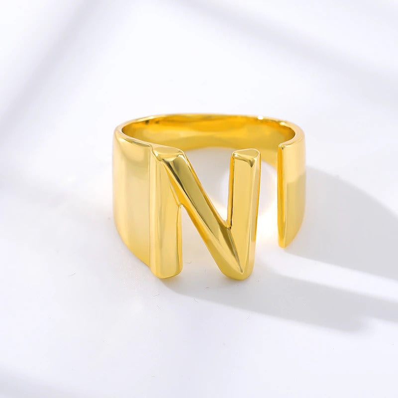 Personalisierte dicke und hohle verstellbare Ringe mit Anfangsbuchstaben A-Z