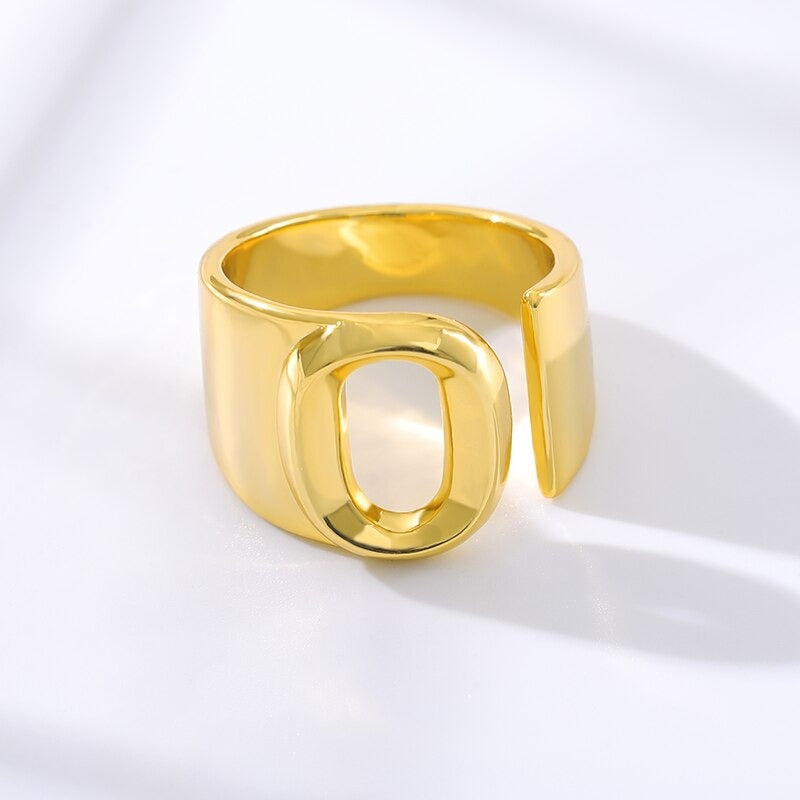 Personalisierte dicke und hohle verstellbare Ringe mit Anfangsbuchstaben A-Z