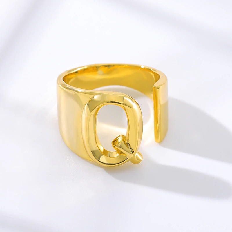 Personalisierte dicke und hohle verstellbare Ringe mit Anfangsbuchstaben A-Z