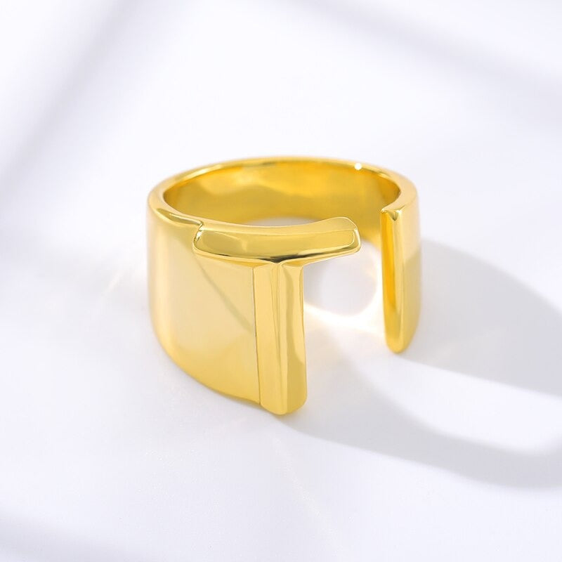 Personalisierte dicke und hohle verstellbare Ringe mit Anfangsbuchstaben A-Z