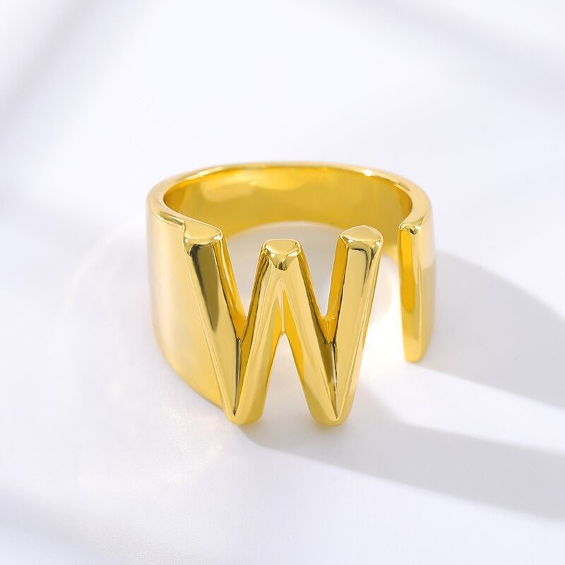 Personalisierte dicke und hohle verstellbare Ringe mit Anfangsbuchstaben A-Z