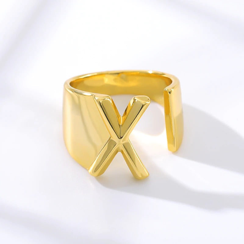 Personalisierte dicke und hohle verstellbare Ringe mit Anfangsbuchstaben A-Z