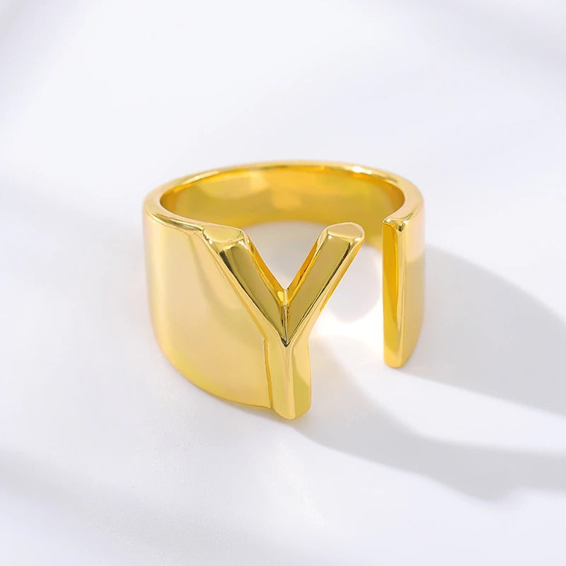 Personalisierte dicke und hohle verstellbare Ringe mit Anfangsbuchstaben A-Z