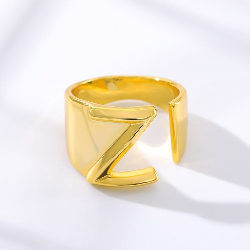 Personalisierte dicke und hohle verstellbare Ringe mit Anfangsbuchstaben A-Z