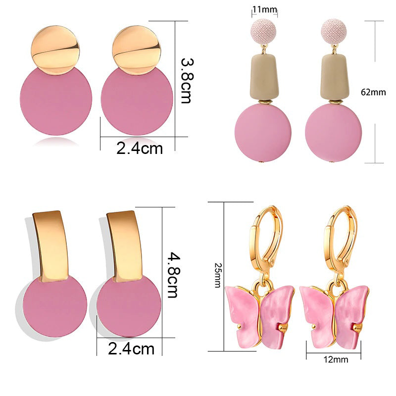 Geometrische Tropfenohrringe mit rosa und sehr Peri-Motiv