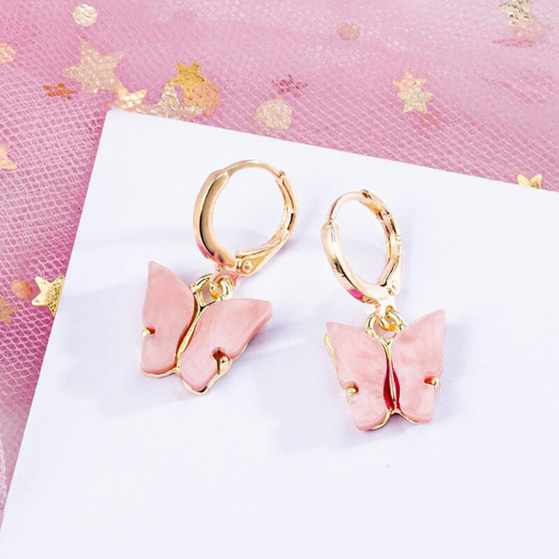 Geometrische Tropfenohrringe mit rosa und sehr Peri-Motiv