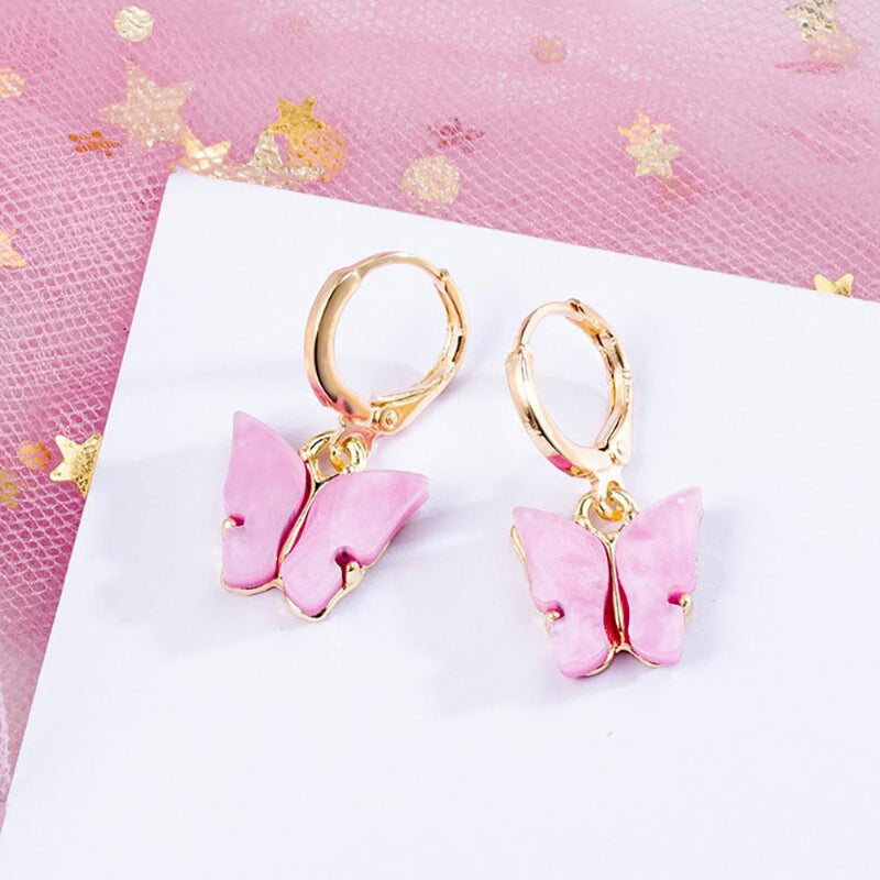 Geometrische Tropfenohrringe mit rosa und sehr Peri-Motiv