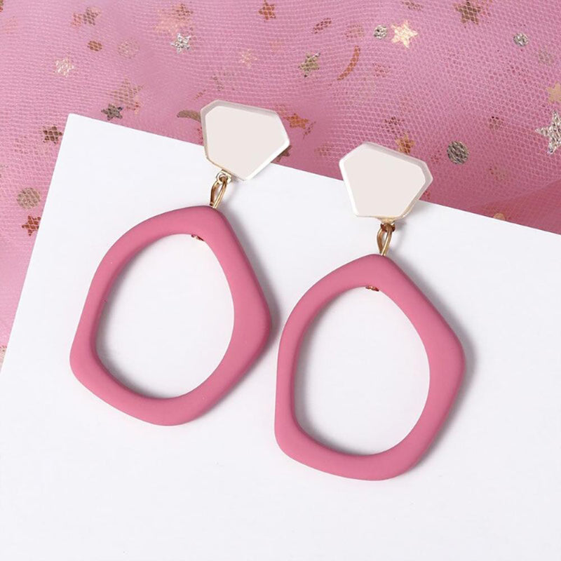 Geometrische Tropfenohrringe mit rosa und sehr Peri-Motiv