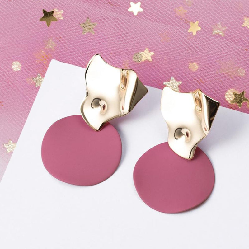 Geometrische Tropfenohrringe mit rosa und sehr Peri-Motiv