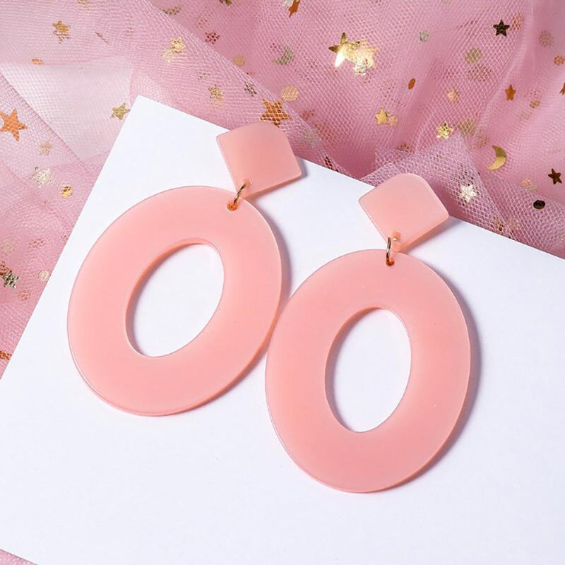 Geometrische Tropfenohrringe mit rosa und sehr Peri-Motiv