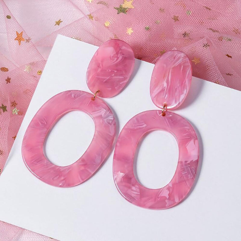 Geometrische Tropfenohrringe mit rosa und sehr Peri-Motiv