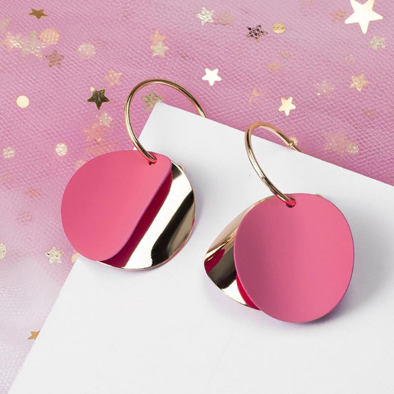 Geometrische Tropfenohrringe mit rosa und sehr Peri-Motiv