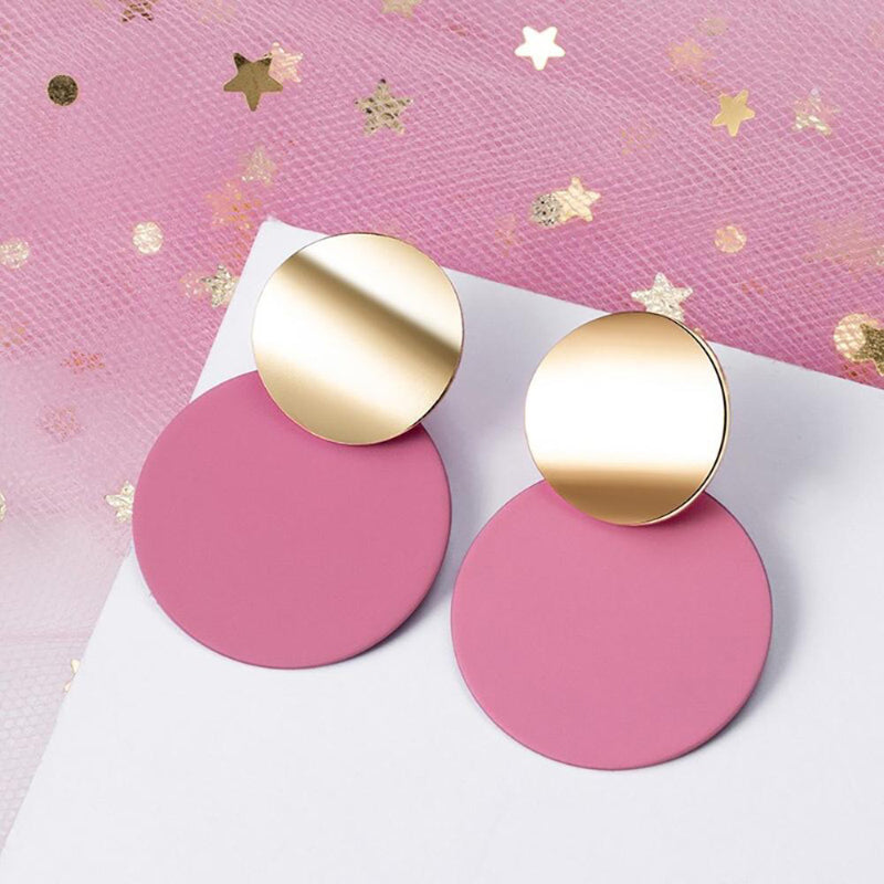 Geometrische Tropfenohrringe mit rosa und sehr Peri-Motiv