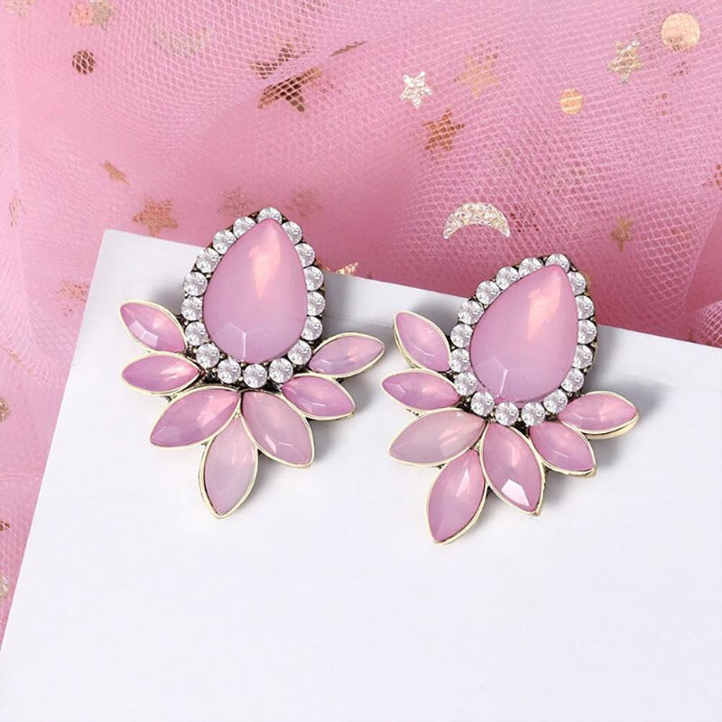 Geometrische Tropfenohrringe mit rosa und sehr Peri-Motiv