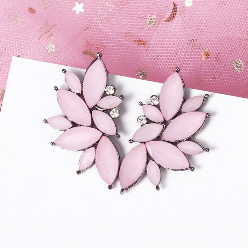 Geometrische Tropfenohrringe mit rosa und sehr Peri-Motiv