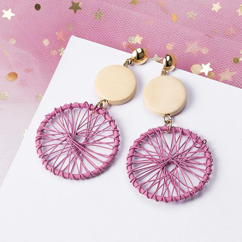 Geometrische Tropfenohrringe mit rosa und sehr Peri-Motiv