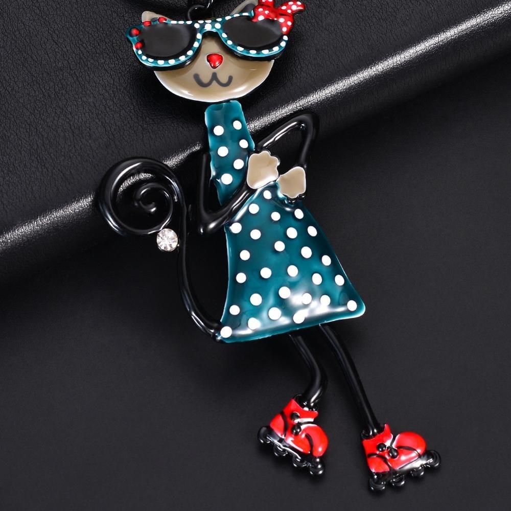 Verspielte Halskette mit Emaille-Anhänger Katze für Kinder