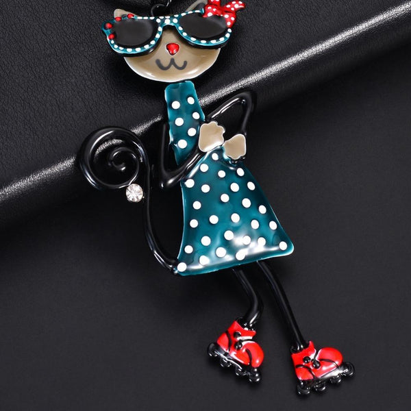 Verspielte Halskette mit Emaille-Anhänger Katze für Kinder