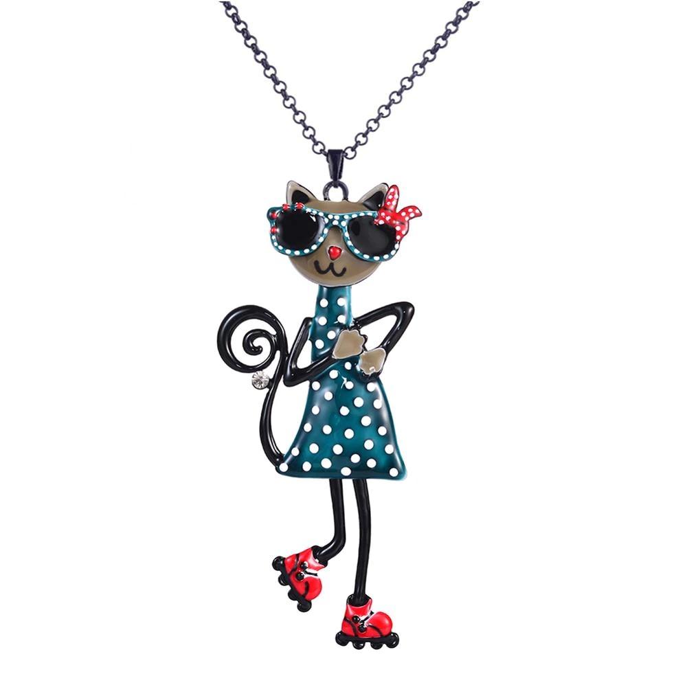 Verspielte Halskette mit Emaille-Anhänger Katze für Kinder